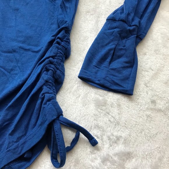 Evy's Tree The Layering Leaves‎ Rayon Blend Ruched Side Blue Long Sleeve Top L - Picture 6 of 9